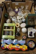 Collection of various items to include glass Cathness scent bottles and atomizers paperweights,