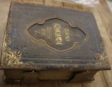 Large 19th Century Holy Bible with guilded metal edges (front covers loose)