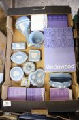A collection of Wedgwood jasperware including vases, trinkets, dishes etc , some boxed (10)