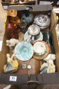 A collection of pottery and metalwares to include camera's pottery etc