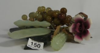 A collection of Jade items to include Fruit, Leaves etc