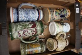 A collection of Large German Beer Steins (6)