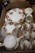 A collection of Royal Albert Old Country rose to include tea set to include, cups, saucers, side