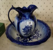 Empress pottery large blue and white Jug and bowl