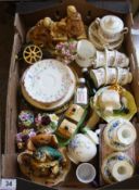A collection of pottery to include pair Chinese boxed figures, Trinket and floral fancies, Part