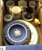 A collection of pottery to include Spode Christmas Tree Plate, Royal Doulton and other Commemorative