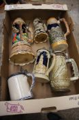 A collection of Large German Beer Steins some musical (6)