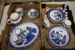 A collection of Royal Doulton Booths Old Willow china to include tea and dinner ware  (2 trays) (