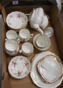 Royal Albert Tenderness part tea set consisting of teapot, cups, saucers, cereal bowls, together