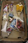 A collection of figures including Coalport, Franklin Mint and Disney  (damages)