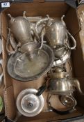 A collection of silver plated items to include Coffee pots, tea pots, bonbon dishes etc