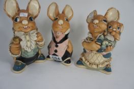 Pendelphin large figures Uncle Soames, Father Rabbit and Mother & Baby  (slight wear to figures)  (