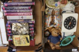 A collection of pottery, books, coins, to include large collection of various vintage coins, history