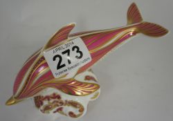 Royal Crown Derby Paperweight Pink Dolphin limited edition of 150, boxed