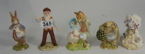 Royal Albert Beatrix Potter Figures Mr McGregor, Lady Mouse, Peter with Postbag, Jemima Puddleduck &