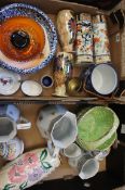 A collection of pottery to include Lasol ware vases, carnival brass, Burleighware large vase, etc (2