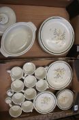 A collection of pottery to include Royal Doulton Willow the Whisp lambeth ware part dinner set to