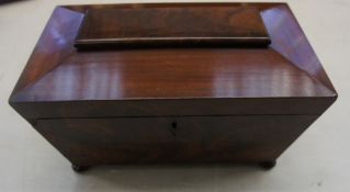 George III mahogany Tea Caddie with fitted interior, length 31cm