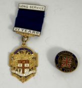 Silver and Enamel Stoke on Trent Long Service medal and Comrades of War enamel badge  (2)
