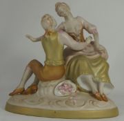 Late 19th Century Royal Dux Large Gilded Figure Group, pink triangle mark to base