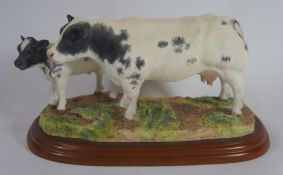 Border Fine Arts Figure Belgian Blue and Calf A1252 13cm in height