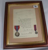A Imperial Service Order medal awarded to George Samuel Lennon Esq with letter dated 1956 and