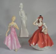 Coalport figurine Ladies of Fashion Fiona, Spode figurine Christina, Unmarked figure of lady holding