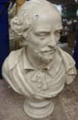 Large painted cast stone bust of William Shakesphere ,height 55cm