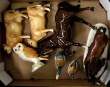 A collection of various to include beswick Horse foot up, Beswick Owl, Mallard and Pheasant etc (5)