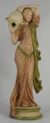 Early Royal Dux Large Figure of a Lady Carrying an Urn, pink triangle mark to base