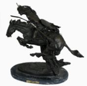 Impressive signed bronze cheyenne by Frederic Remmington depicting Indian on horse back 52cm in