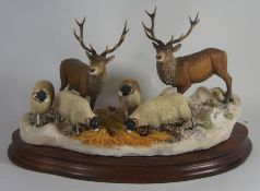 Border Fine Arts Figure Winter Guests - Sheep and Deer meeting B1087 Limited edition NO 248 of 500