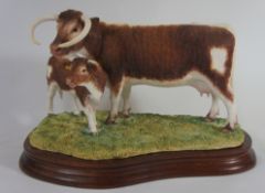 Border Fine Arts Figure Longhorn Cow and calf B0993 Limited edition NO 11 of 500 17cm in height