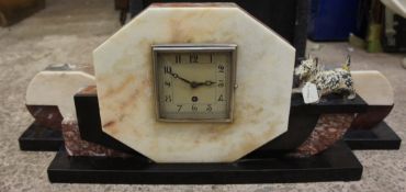 Art Deco Marble Garniture Clock set with matching candle holders(3)