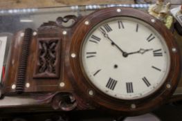 19th Century Rosewood inlaid drop dial wall clock