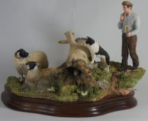 Border Fine Arts Figure Hollow Hideaway- sheep hiding from farmer and sheepdog B1174 Limited edition