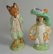 Royal Albert Large sized Beatrix Potter figures Foxy Whiskered Gentleman & Benjamin Bunny (2)
