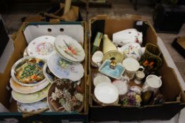 A collection of various wall plates, Royal Albert Old Country Rose vase, Royal Doulton trays, mugs