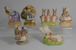 A collection of Royal Albert Beatrix Potter figures to include Mr Olderman Ptolemy, Flopsy Mopsy &