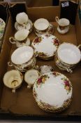 A collection of pottery to include Royal Albert Old country rose part dinner ware to include creams,