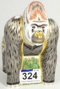 Royal Crown Derby paperweight Mountain Gorilla with gold stopper, height 17cm