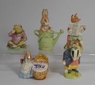 A collection of Royal Albert Beatrix Potter figures to include Hunca Munca, Jeremy fisher, foxy