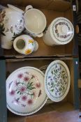 Tarys of pottery to include Port Merion Botanical biscuit barrels, large bowls, cakes stands etc 2