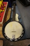 A british mase Melody JQ Banjo in case, banjo length 92cm