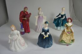4 Doulton Figurines & 2 Others - Janine HN2461, Cherie HN2341, Julie HN3290, Amanda HN2996, Coalport