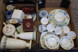 A collection of pottery to include Wedgwood jasperware Masons dinner plates, part china tea set,
