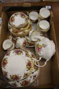 A collection of Royal Albert Old Country Rose part dinner swervice to include cups, saucers, plates,