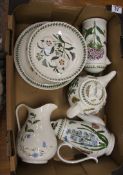 A collection of pottery to include port merion botanical coffee pots, tea pots,m jugs cake stand etc