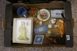 A collection of pottery to include Royal Doulton figure Peridot HN4977, Wedgwood Jasperware,