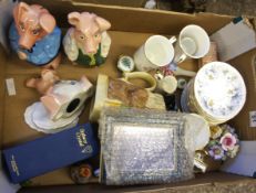 A collection of various pottery to include floral fancies, Toby Jug, Tutbury Glass Shoe, Spode